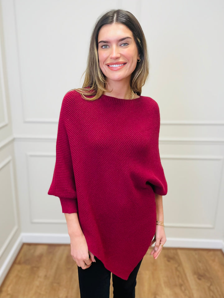 "ELLA" LUXURY Poncho-Wine