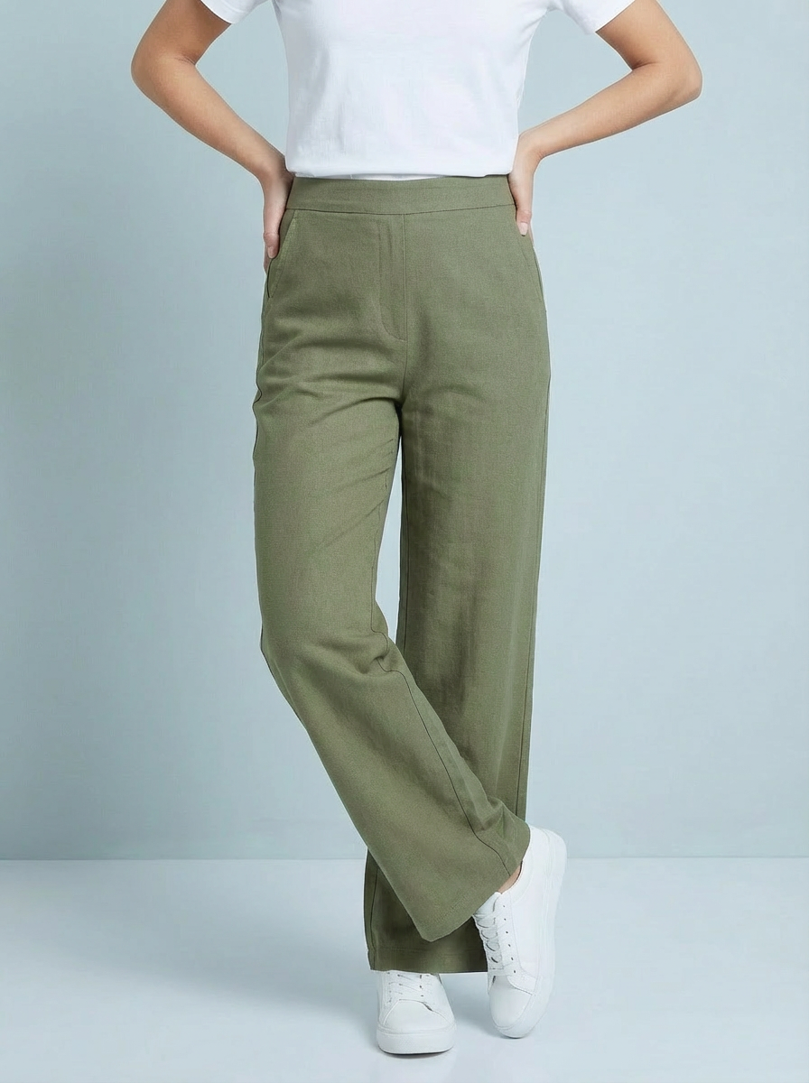 "CARMELA" Bootcut Trouser-Khaki Green