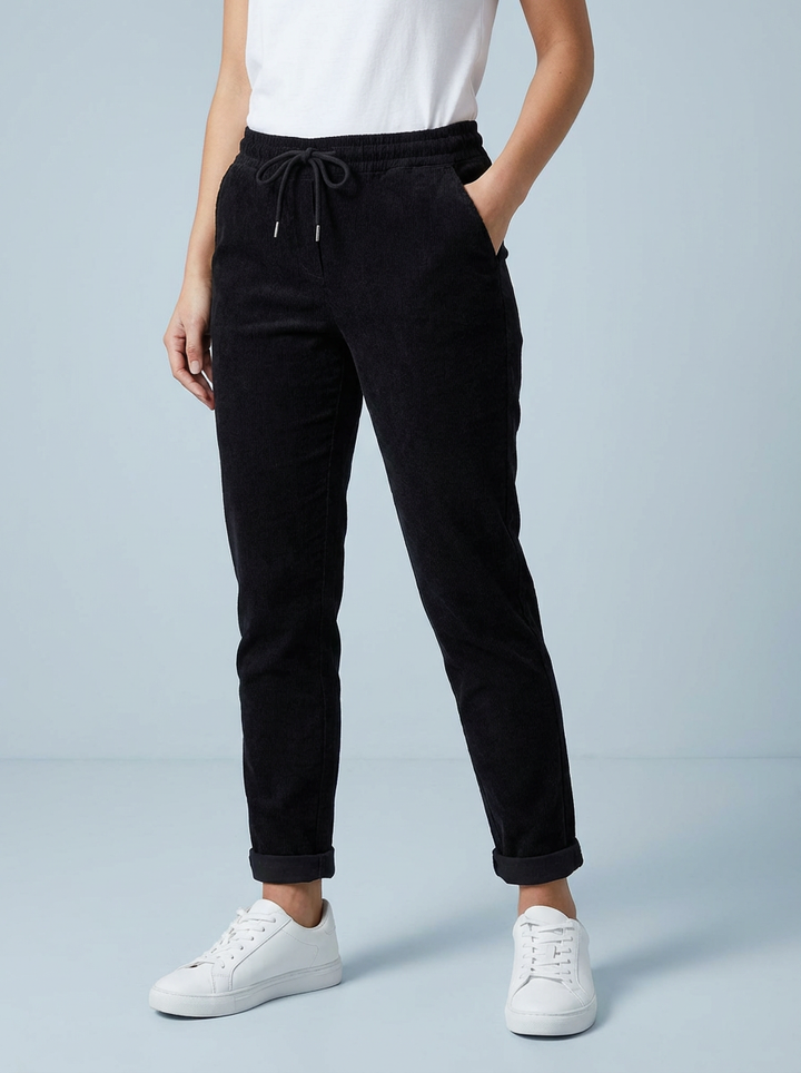 "CARMELA" Corduroy Trouser-Black