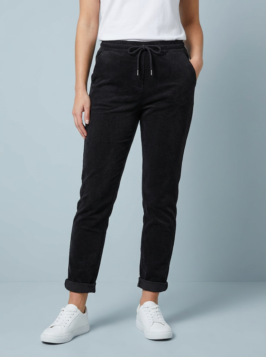 "CARMELA" Corduroy Trouser-Dark Grey