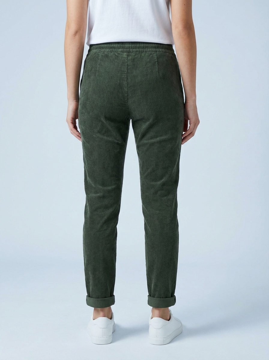 "CARMELA" Corduroy Trouser-Khaki Green