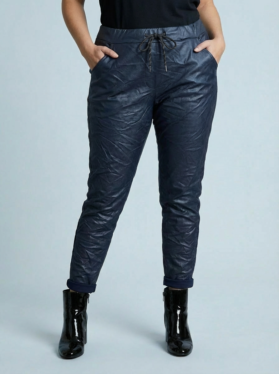 "CARMELA" Pleather Trouser-Navy
