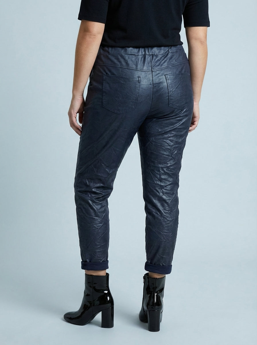 "CARMELA" Pleather Trouser-Navy