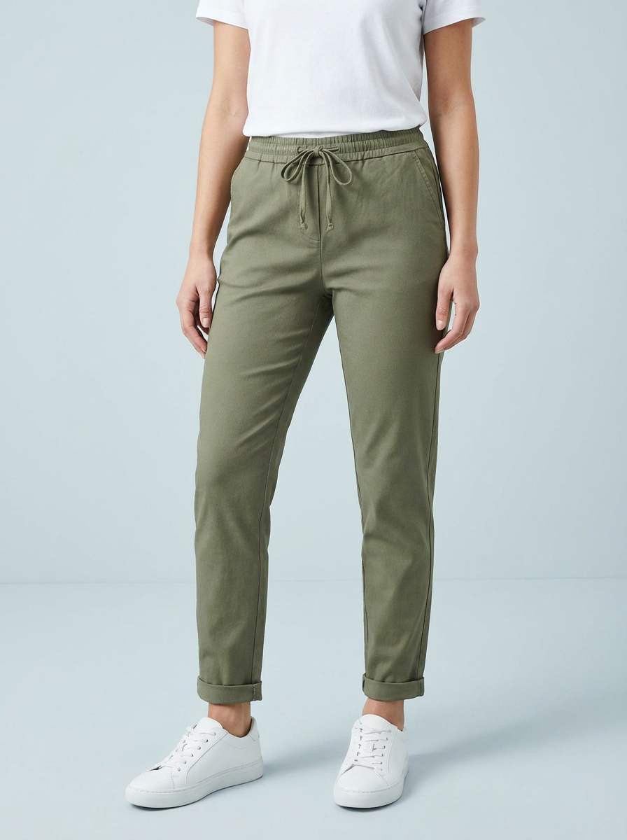 "CARMELA" Smooth MAGIC Trouser-Khaki Green