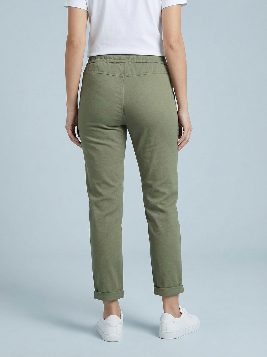 "CARMELA" Smooth MAGIC Trouser-Khaki Green