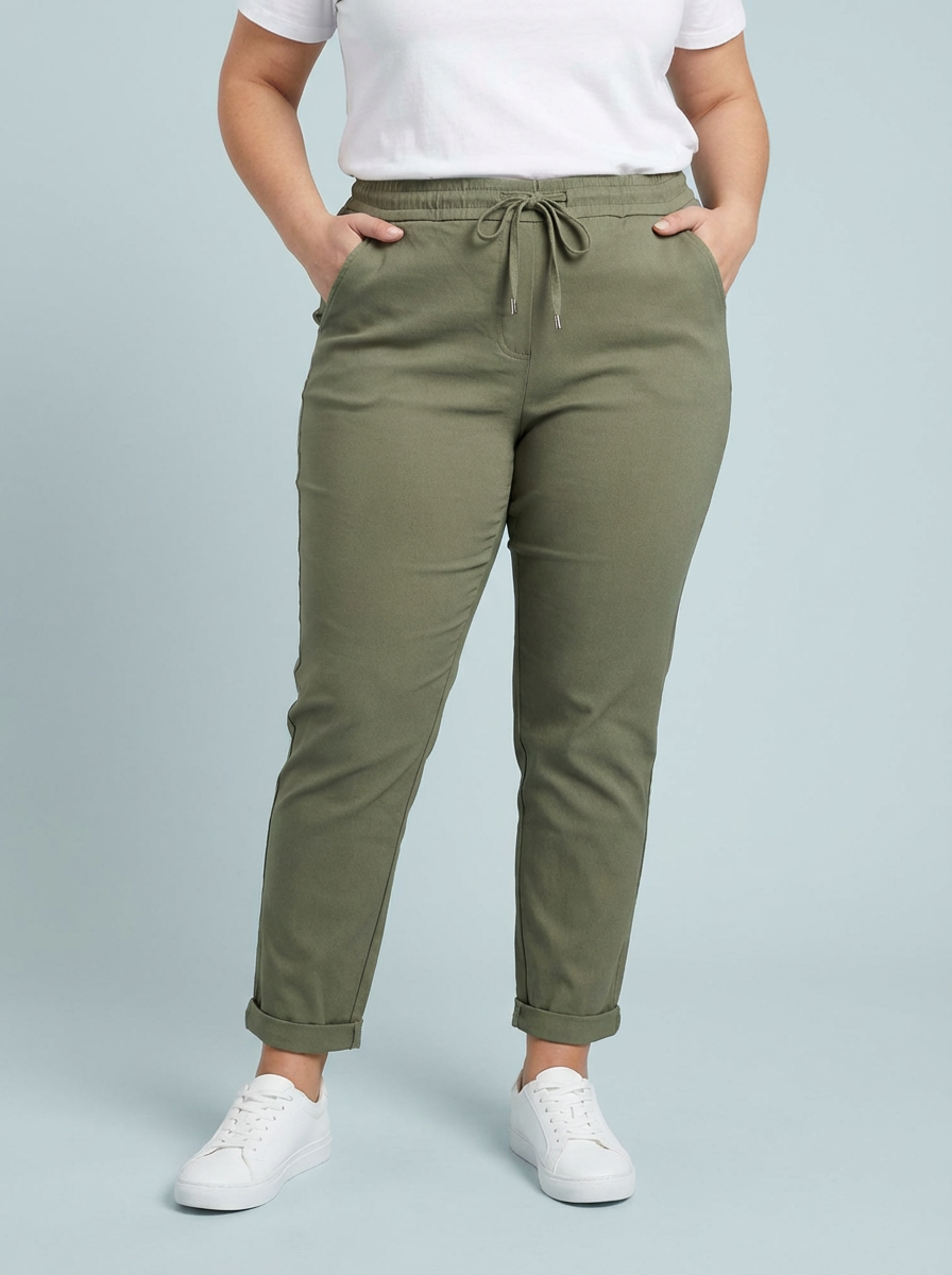 "CARMELA" Smooth MAGIC Trouser-Khaki Green