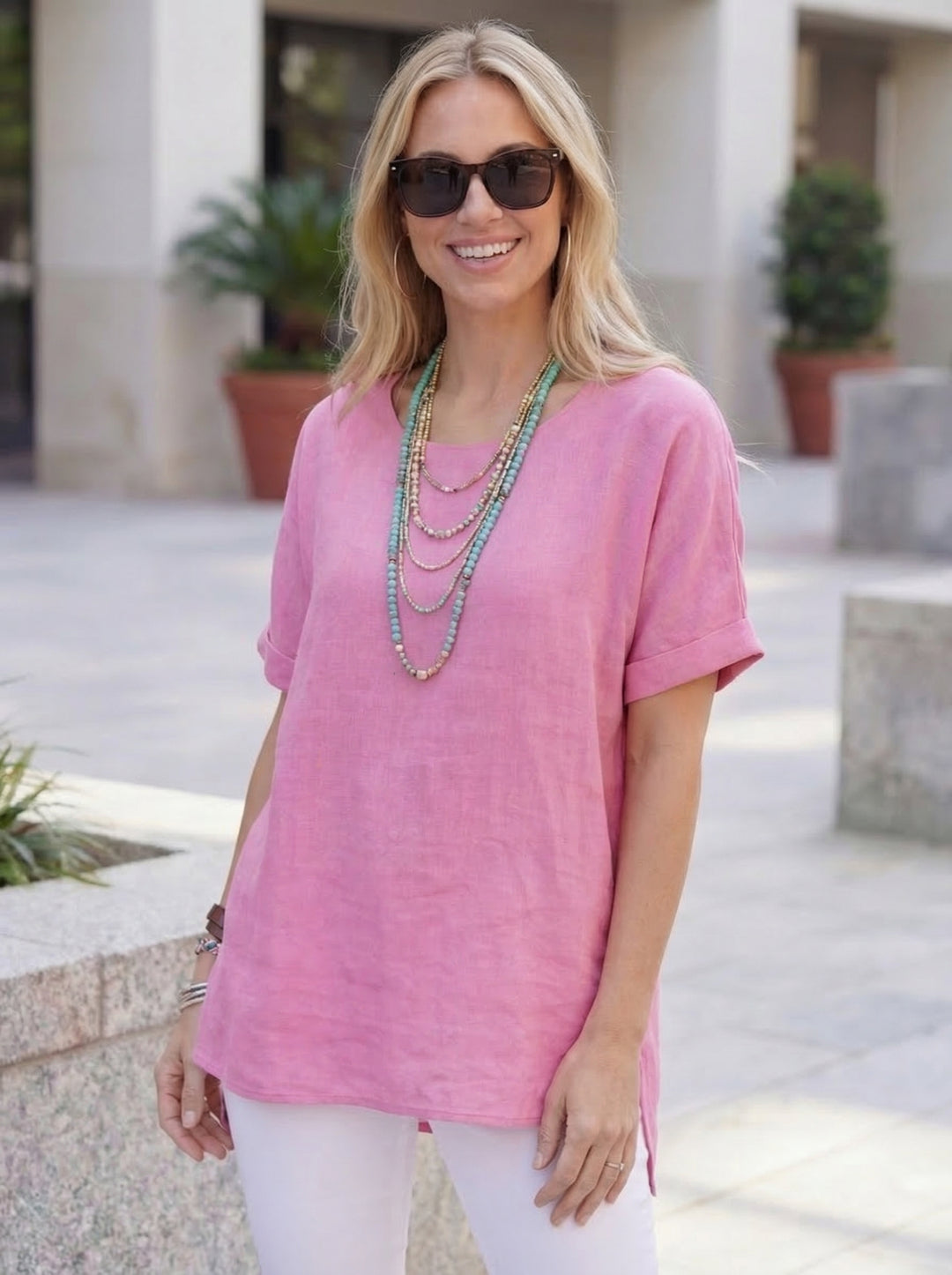 “CATH” Premium Cotton Top - Cerise Pink