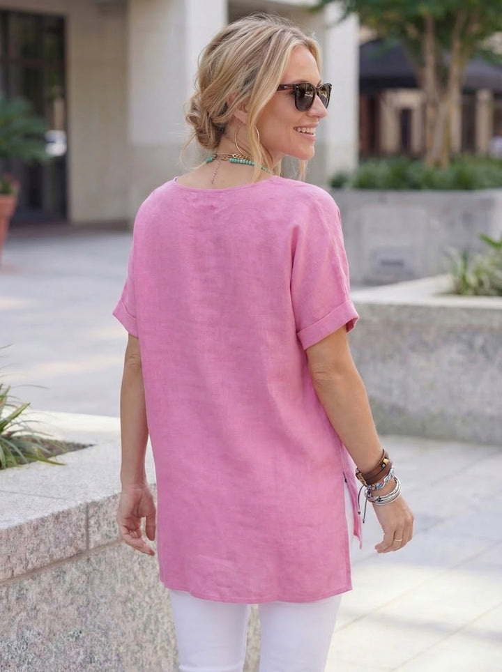 “CATH” Premium Cotton Top - Cerise Pink