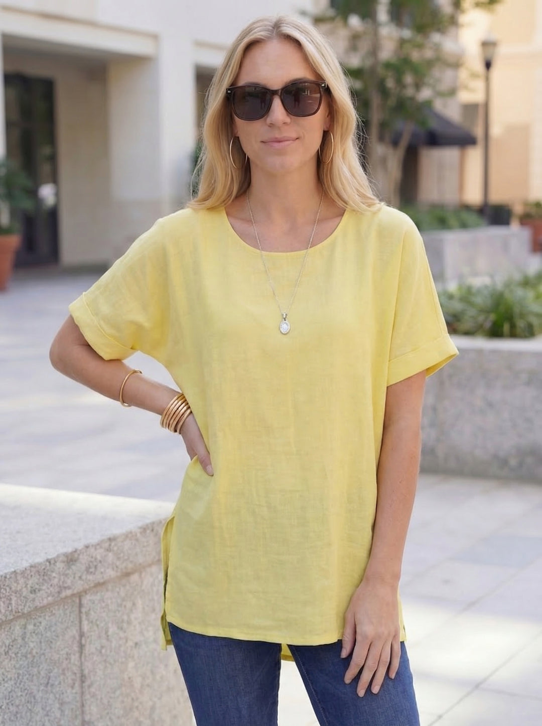 “CATH” Premium Cotton Top - Yellow