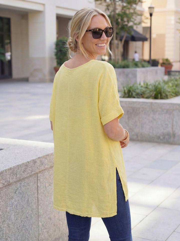 “CATH” Premium Cotton Top - Yellow