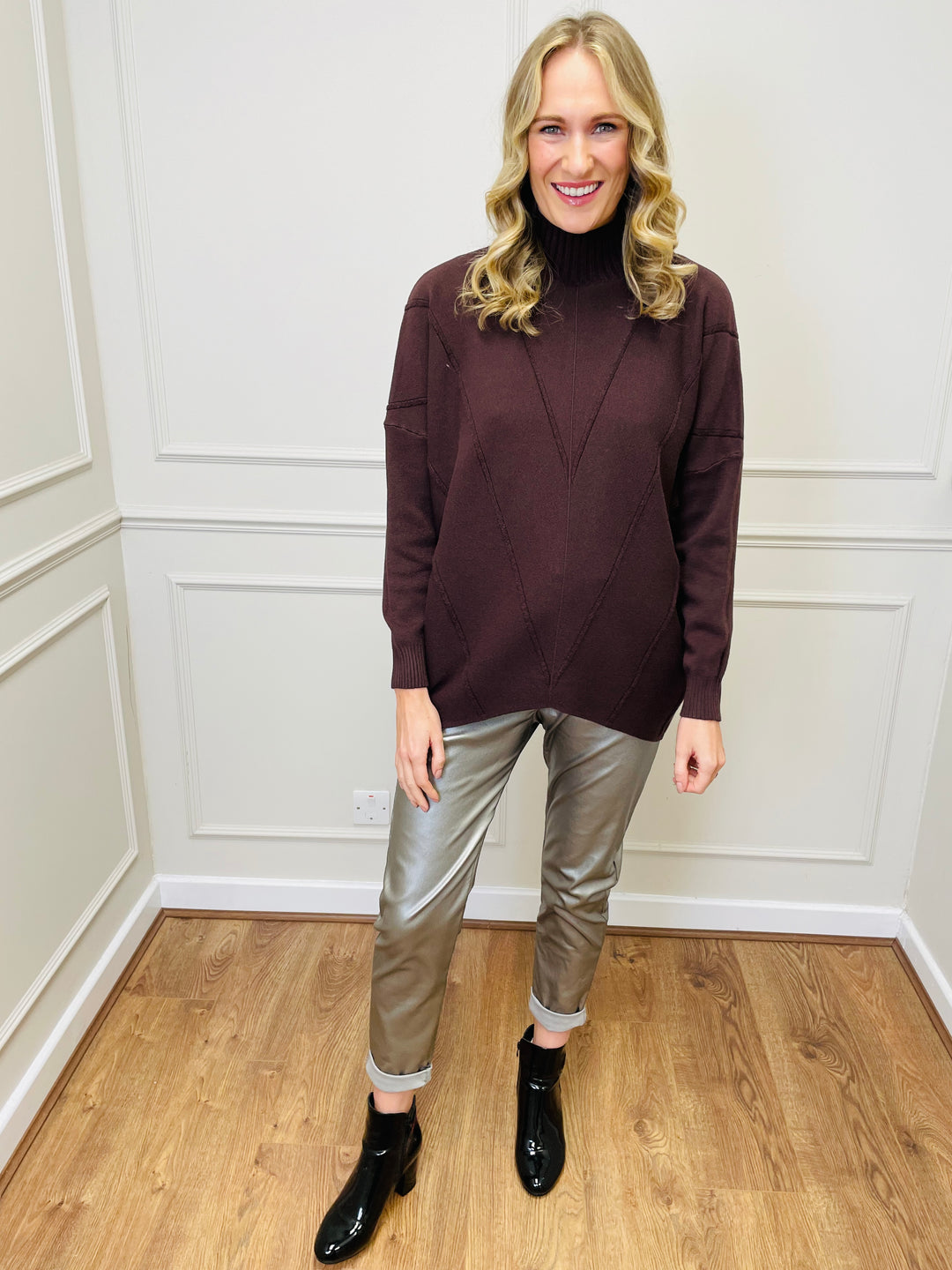 "BLAKE" Polo Neck Jumper-Brown