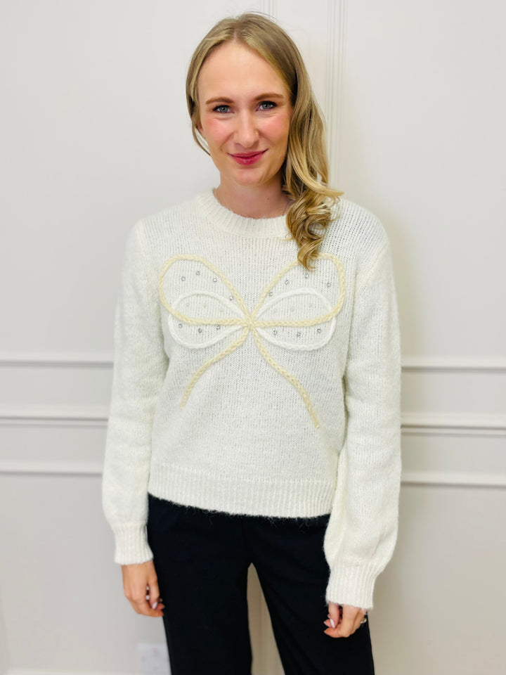 "HARLEY" Bow Jumper-Cream