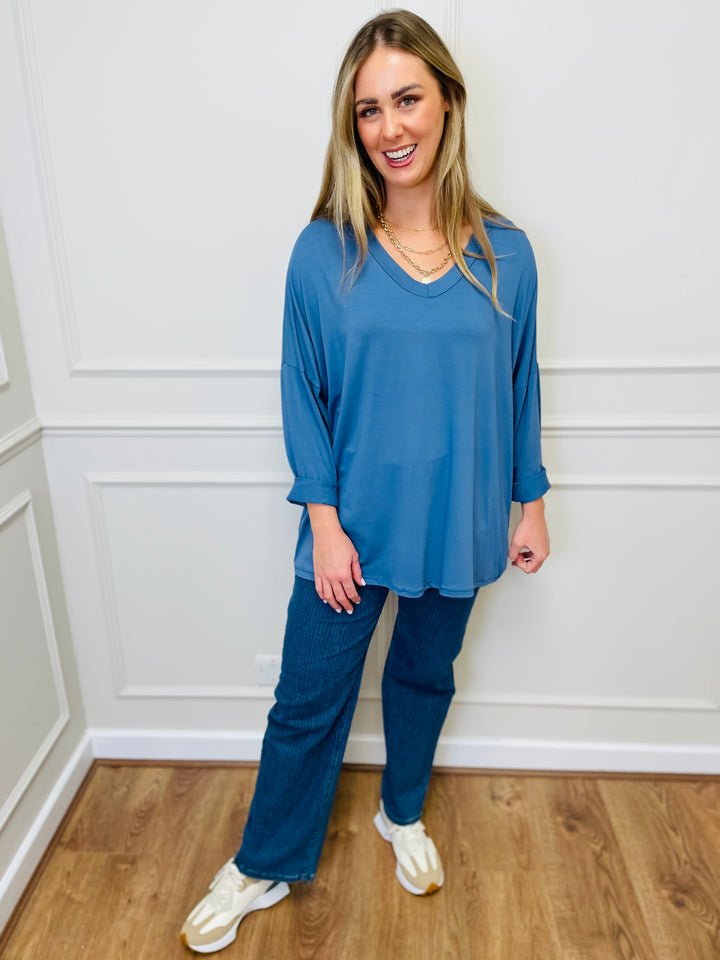 "BARBARA" Basic Top-Denim