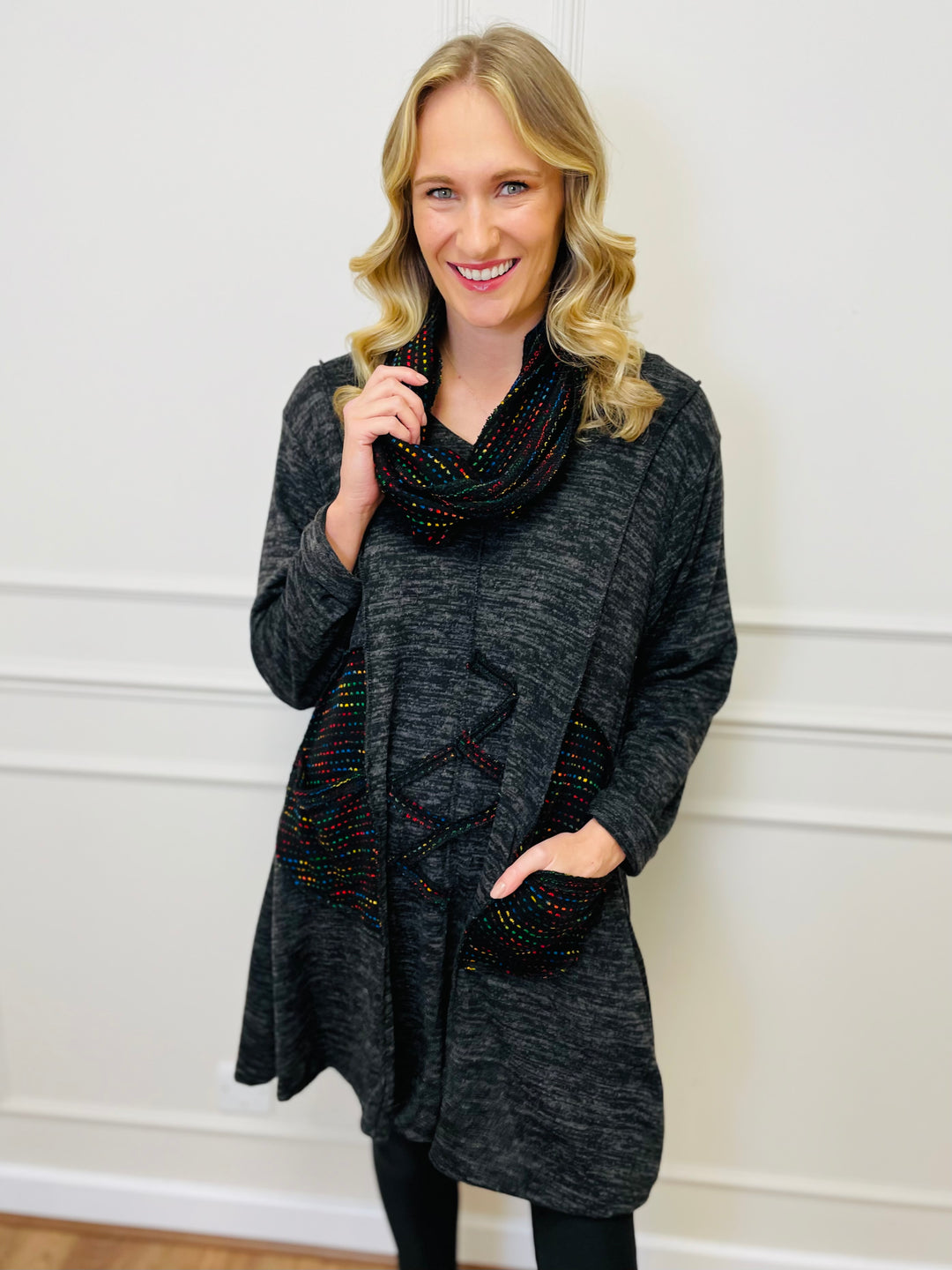 "BIANCA" Tunic With Complimentary Scarf-Black