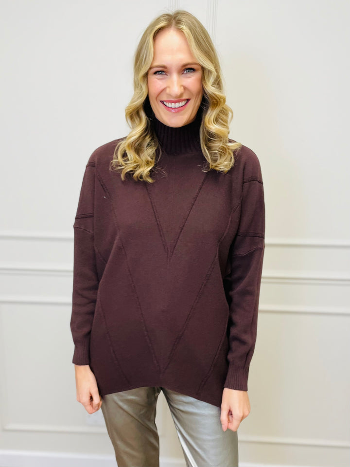 "BLAKE" Polo Neck Jumper-Brown