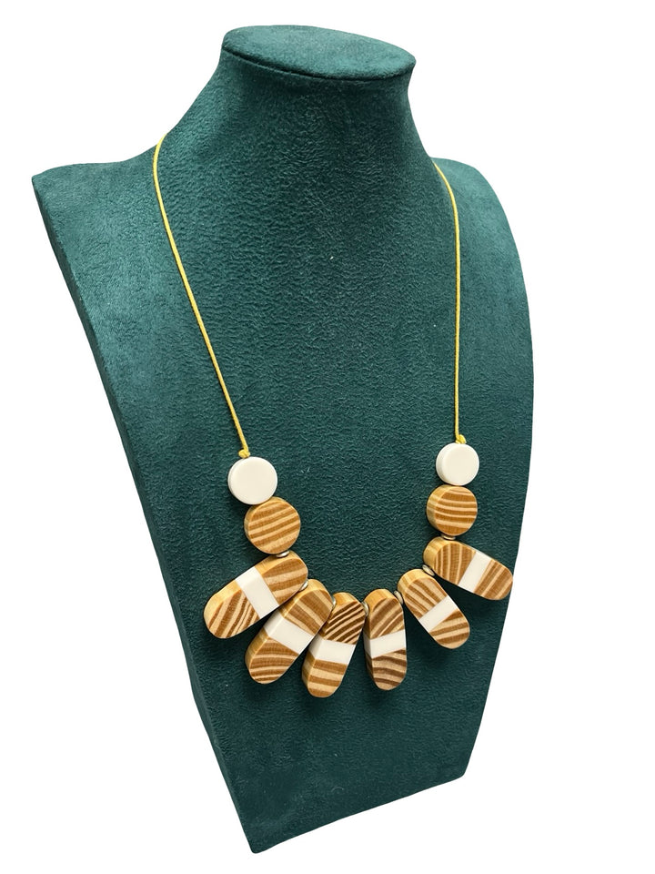 Short Statement Necklace-Tan & Cream