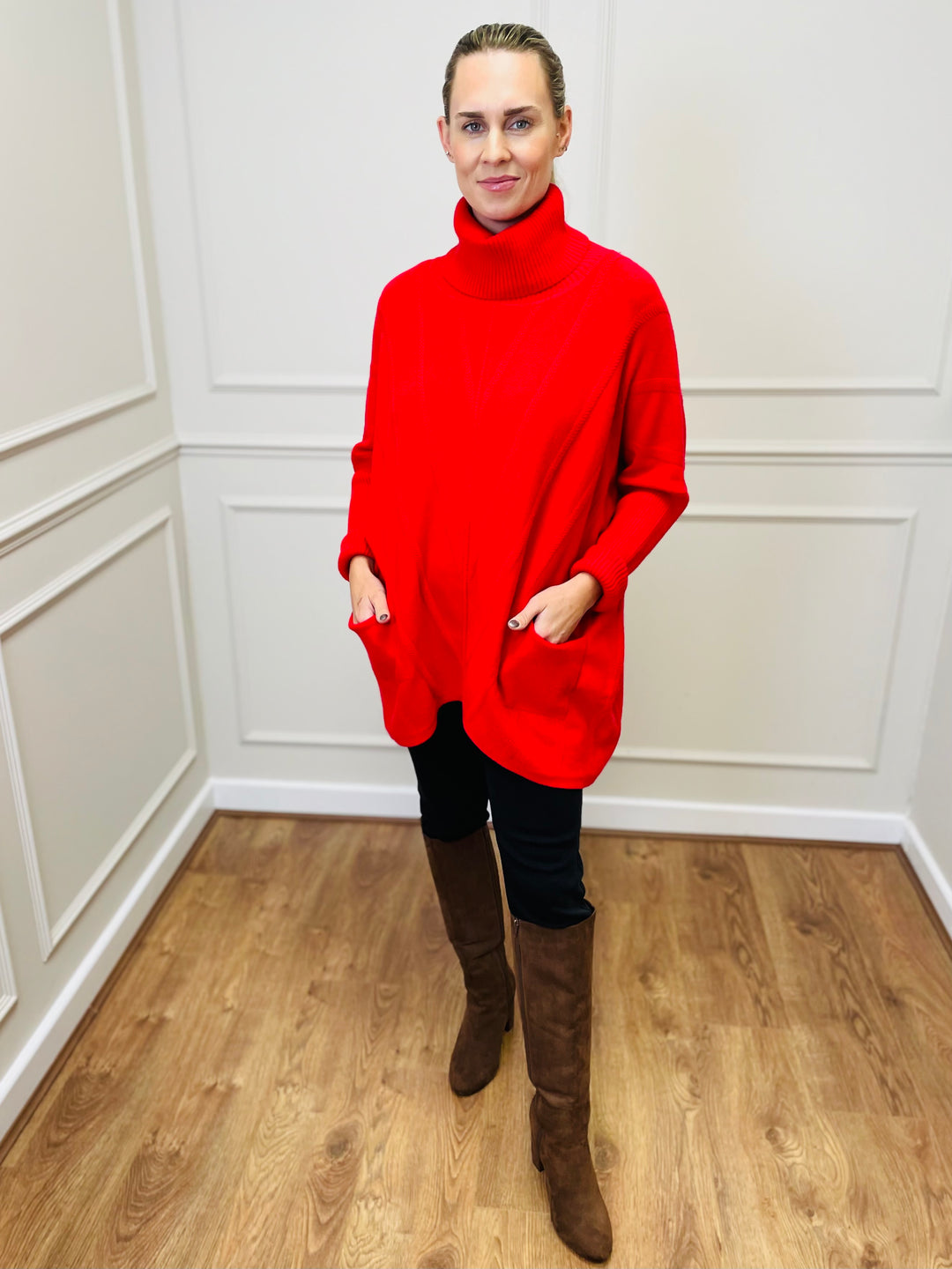 "GRACE" Knitted Jumper-Red