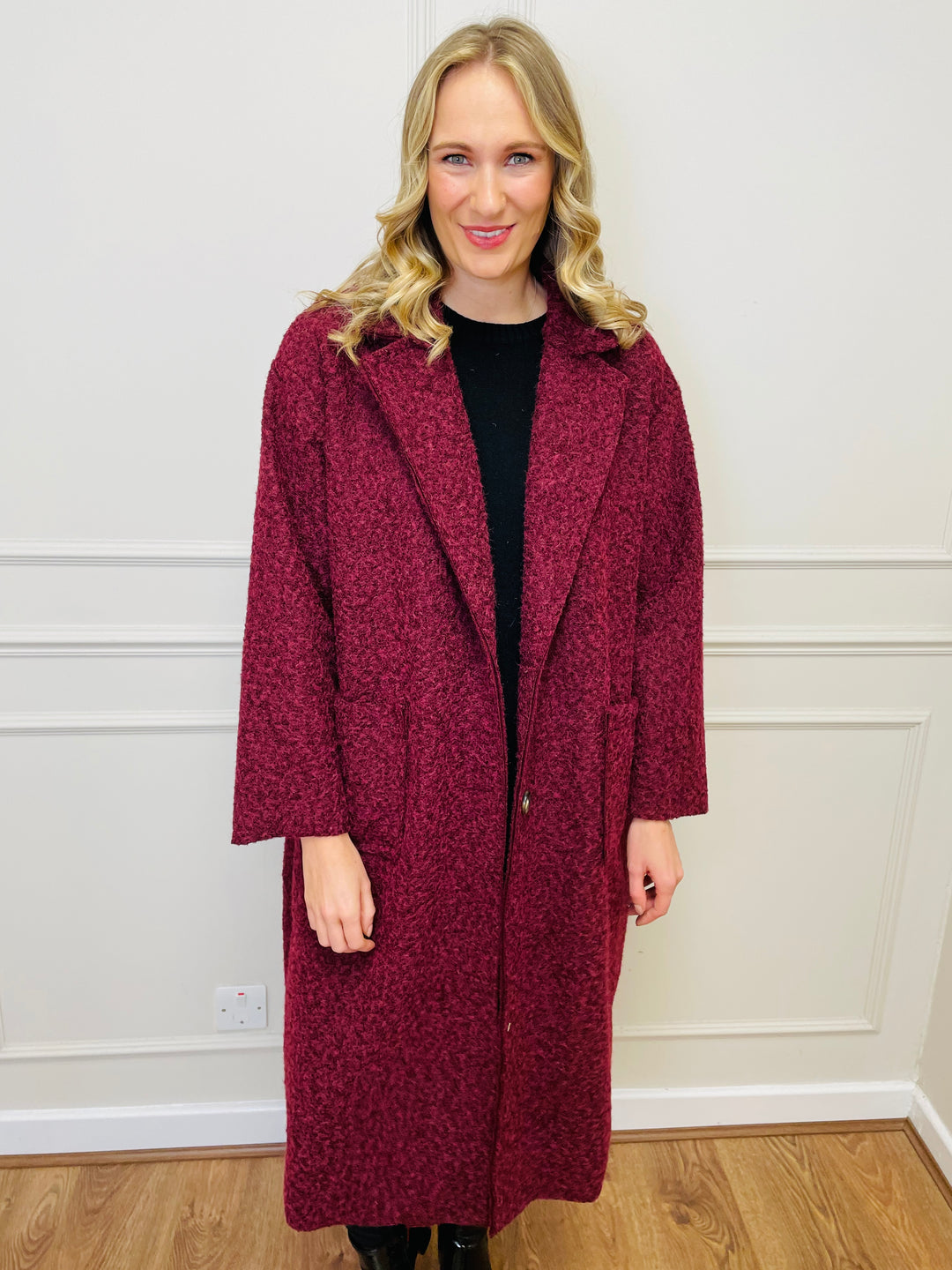 "JOSEPHINE" Longline Coat-Burgundy
