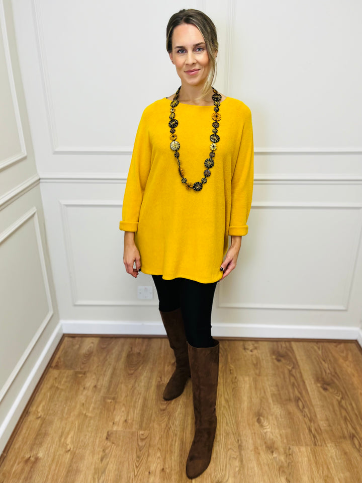 "GINNY" Basic Soft Jumper-Mustard