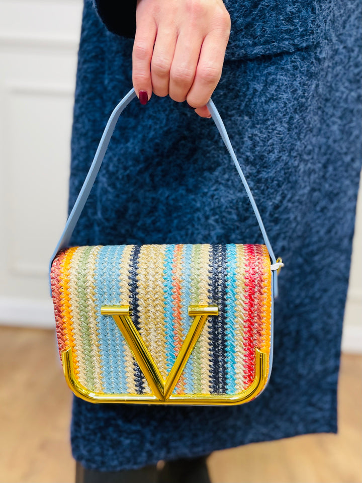 No.81 Striped Woven Bag-Denim & Multicolour