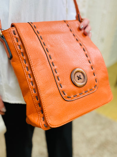 Button Crossbody Handbag-Orange