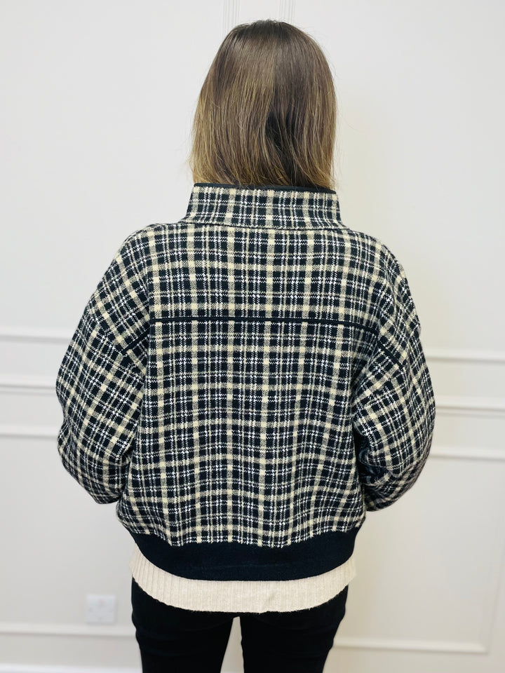 "CELINE" Checked Jacket-Black/White & Tan