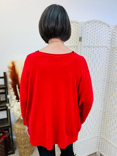 "KIKO" Super Soft Knitted Jumper-Red