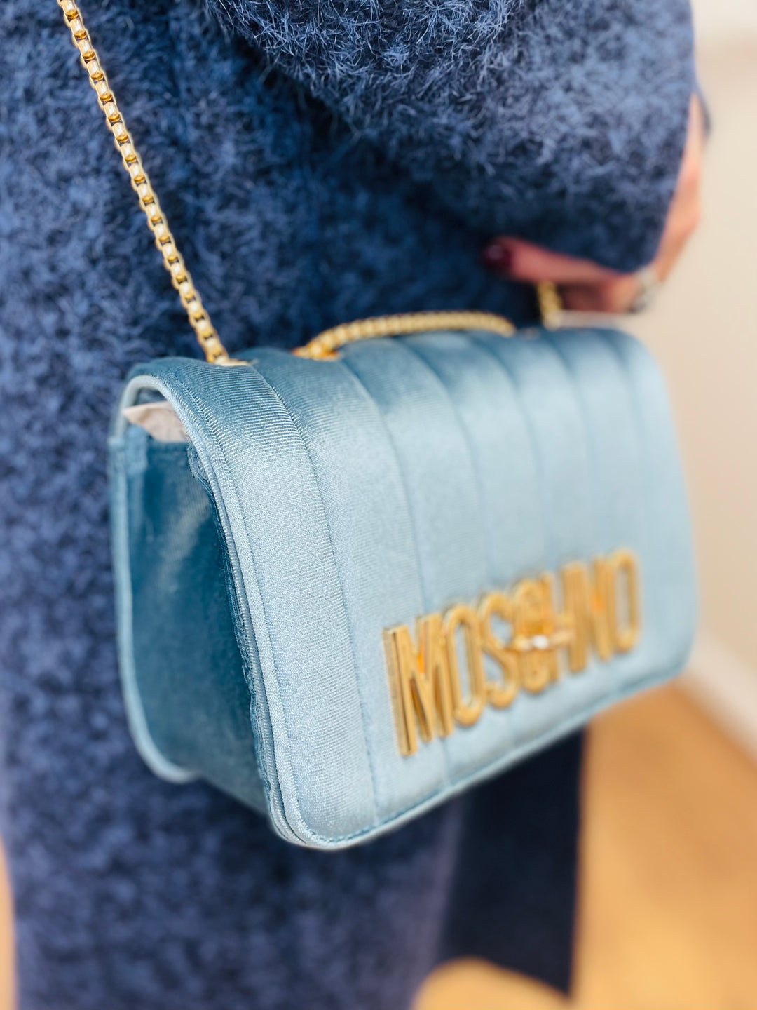 No.80 Quilted Velvet Bag-Blue