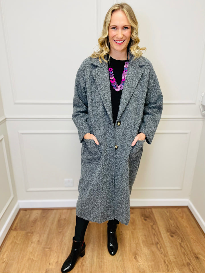 "JOSEPHINE" Longline Coat-Grey