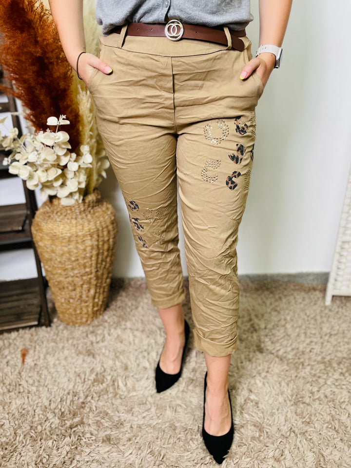 “IVY" Crinkle Trouser-Camel