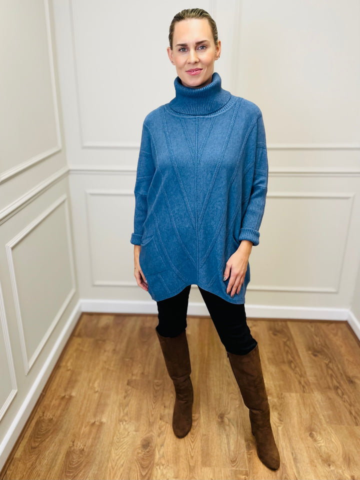 "GRACE" Knitted Jumper-Denim