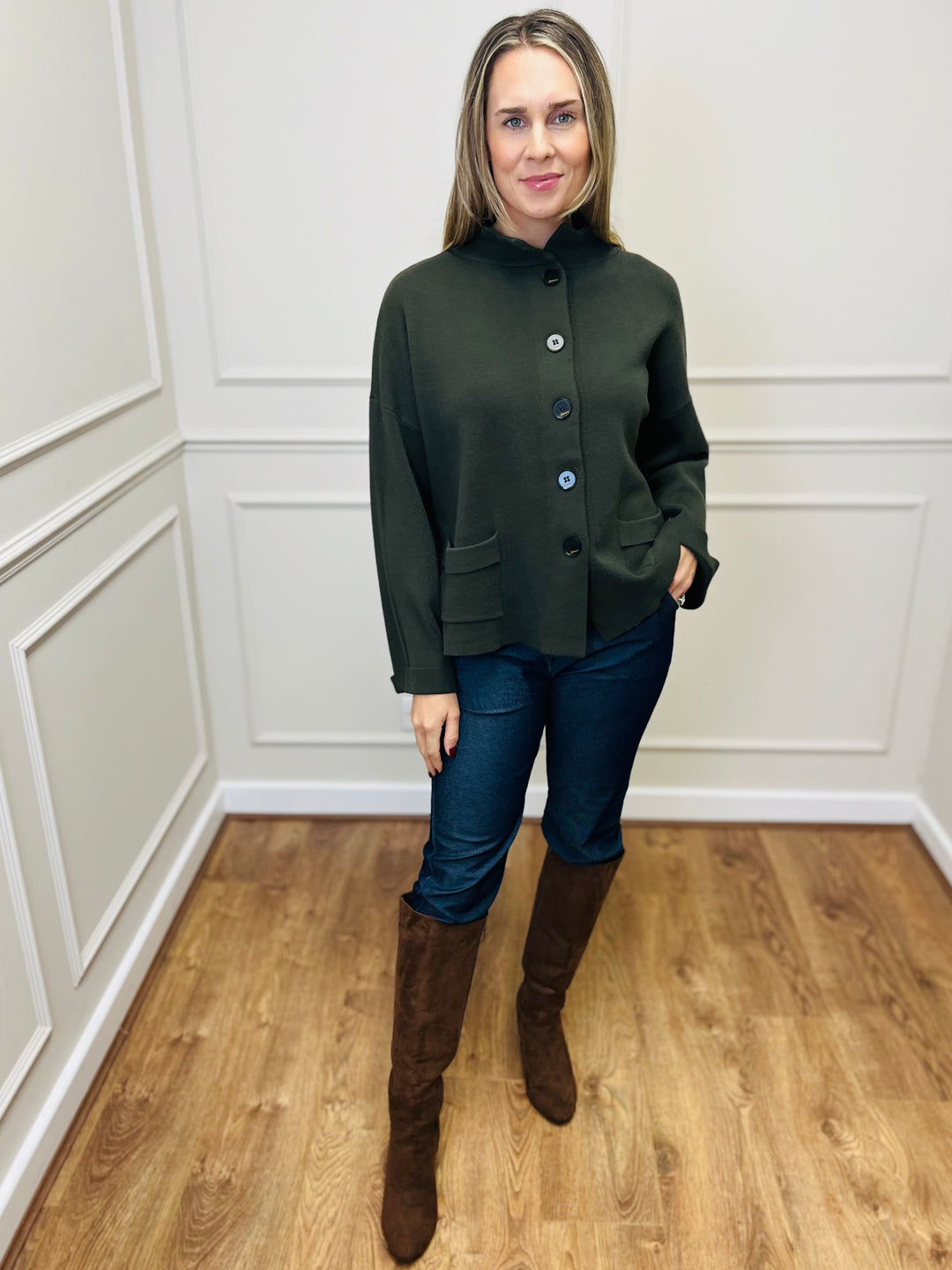 "BETTY" Soft Knit Jacket-Green