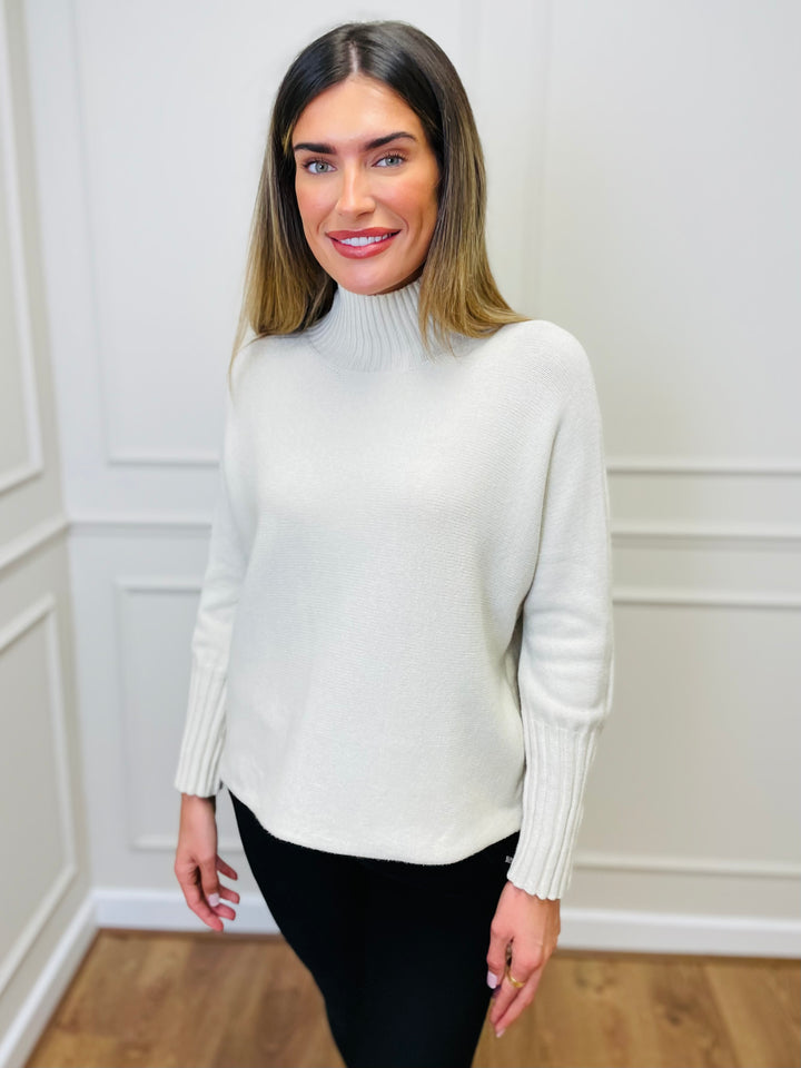 "AMANDA" Roll Neck Jumper-Cream