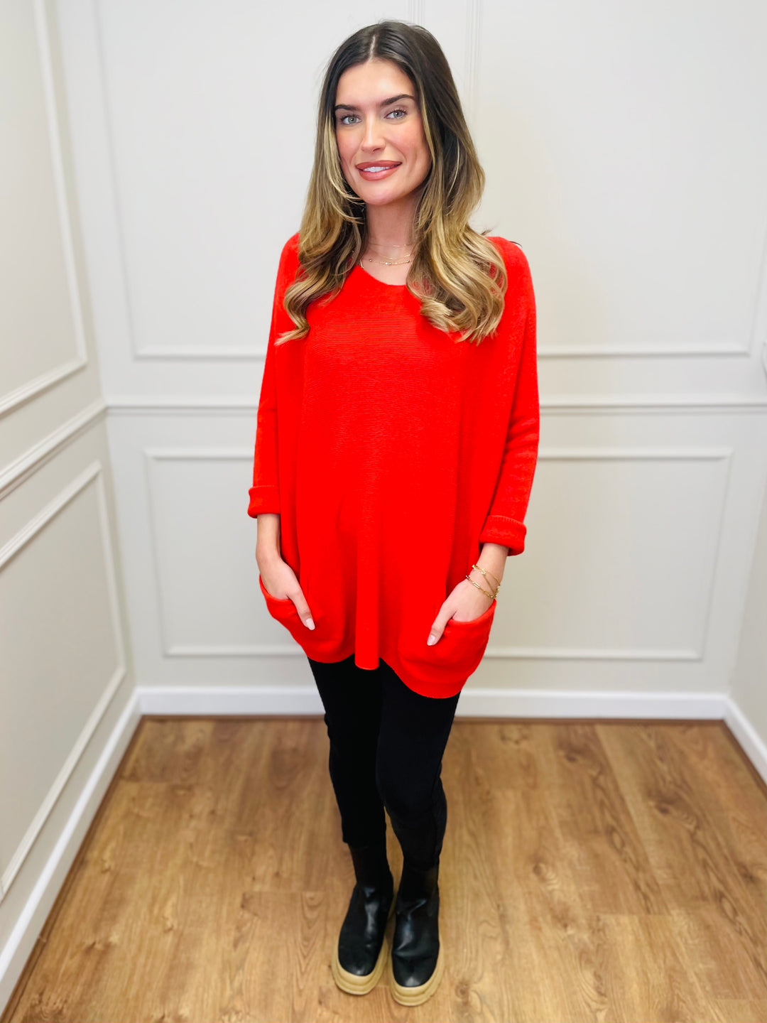 "STELLA" LUXURY Fine Knit Jumper-Red