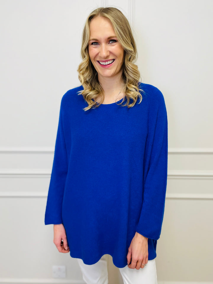 "GINNY" Basic Soft Jumper-Blue