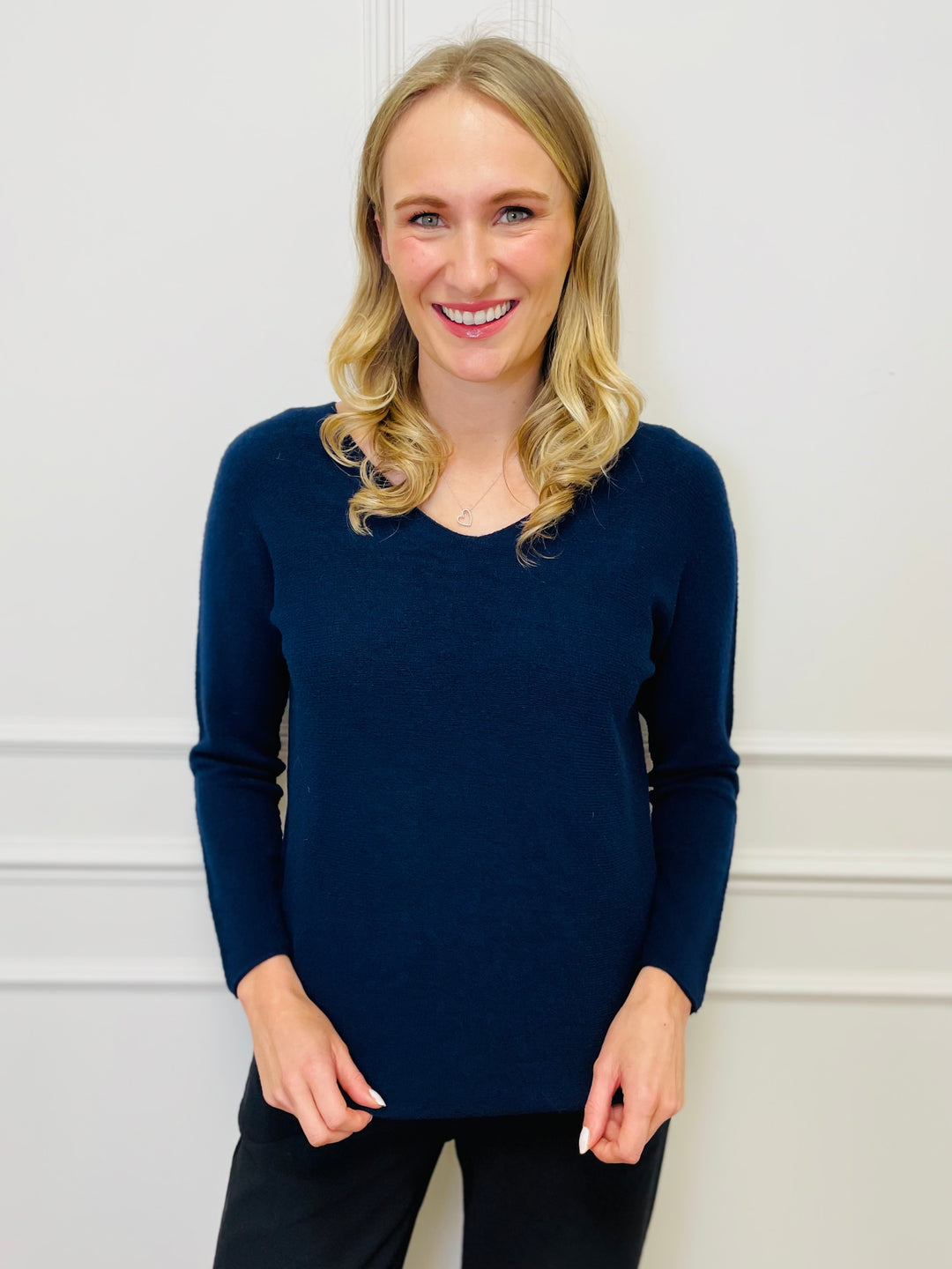 "MAGNOLIA" Fine Knit Jumper-Navy