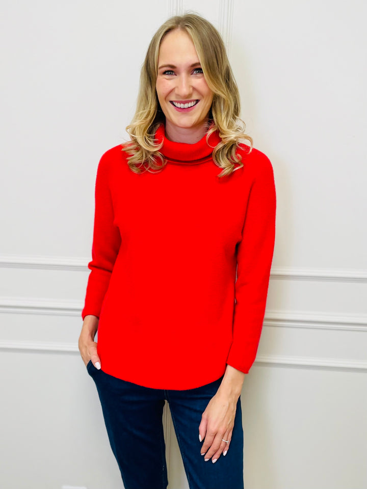 "MANDY" Roll Neck Jumper-Red