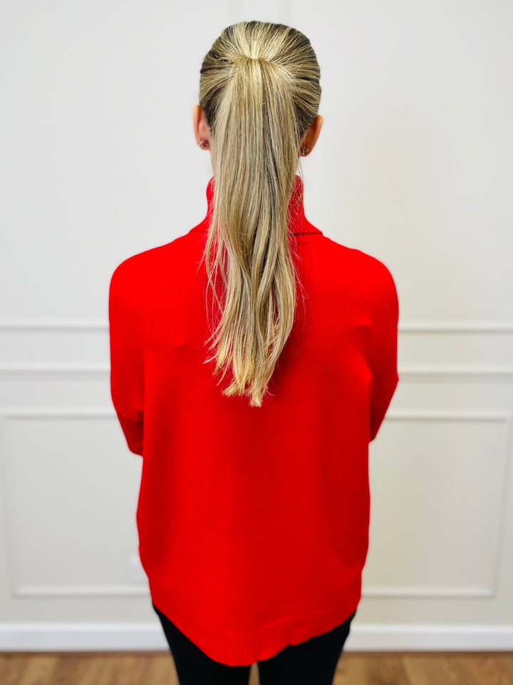 "OLIVIA" Knitted Jumper-Red