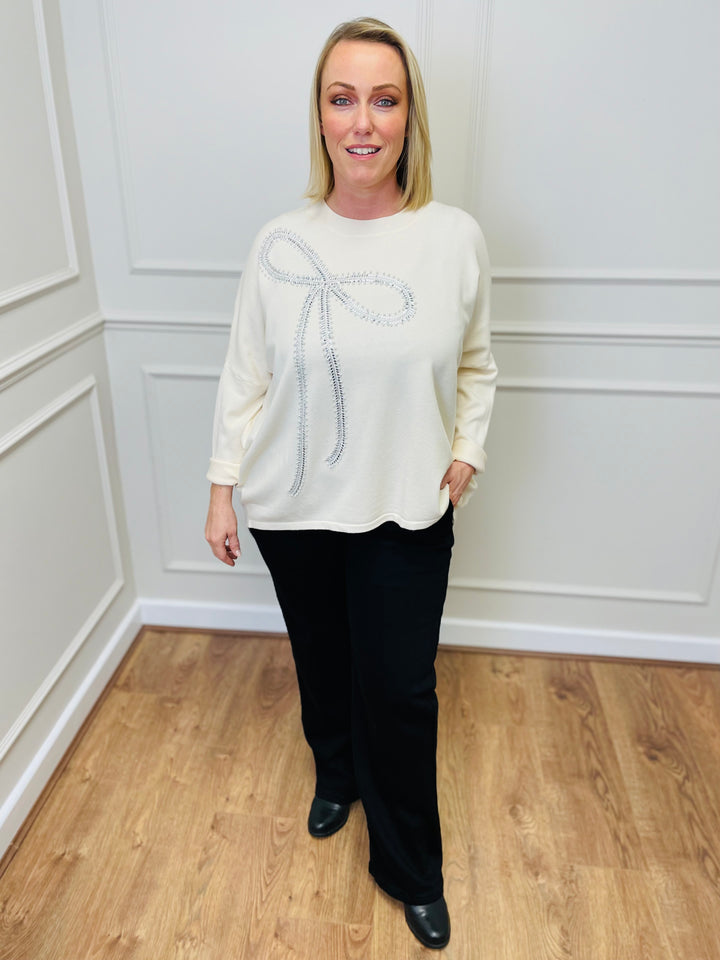 "POLLY" Bow Jumper-Ivory