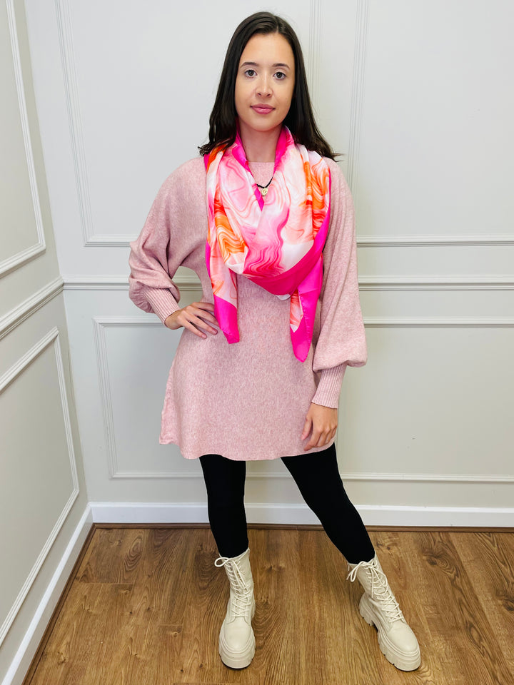 "EVELYN" Button Back Dress-Pink