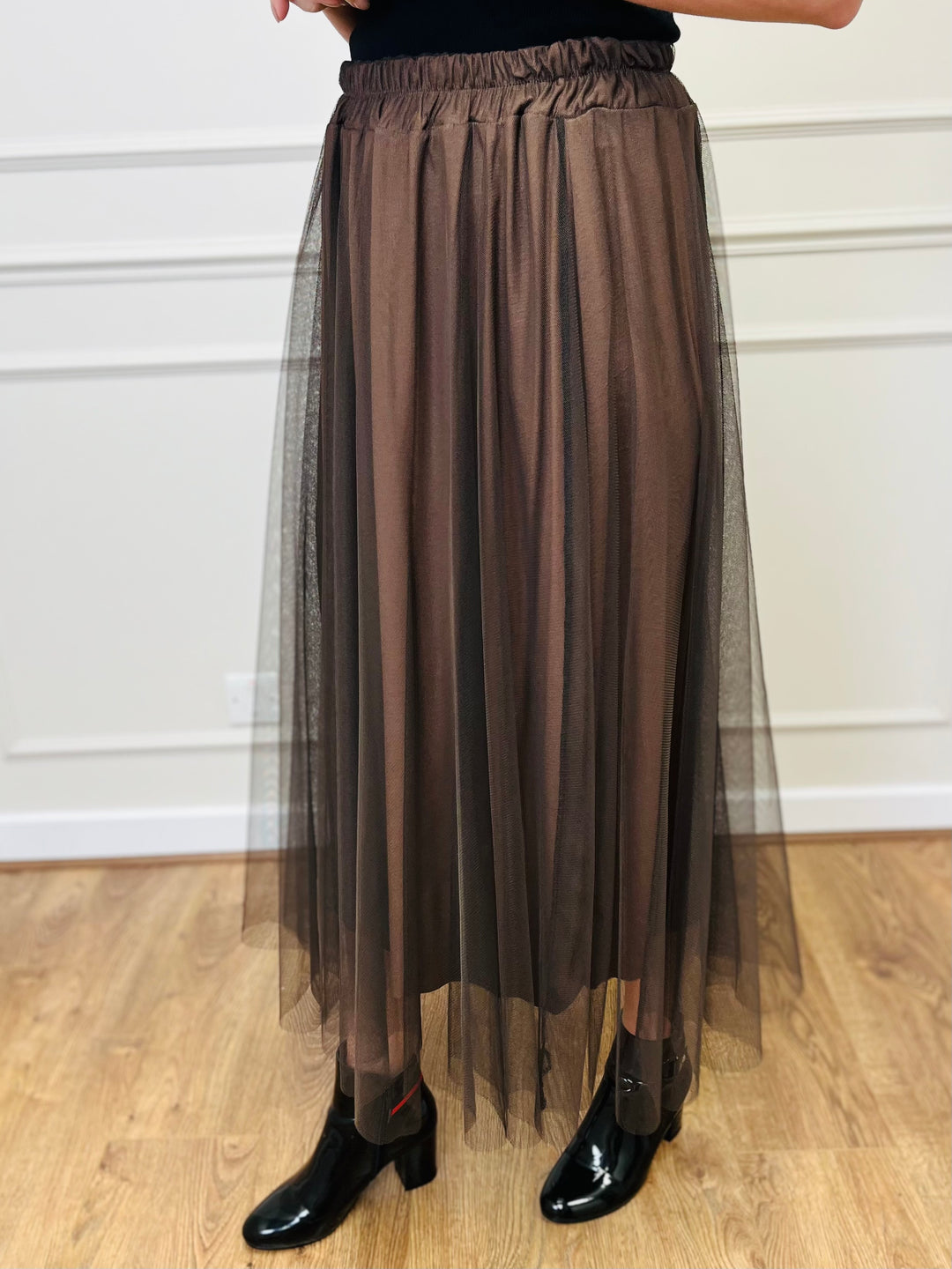 "IZZY" Tulle Skirt-Brown