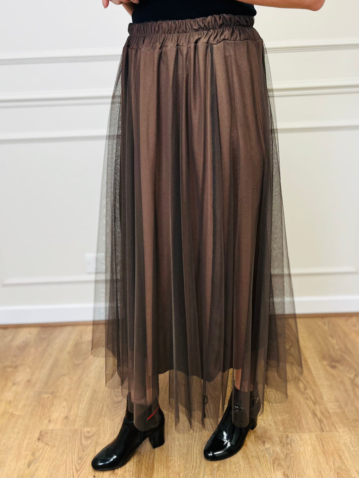"IZZY" Tulle Skirt-Brown
