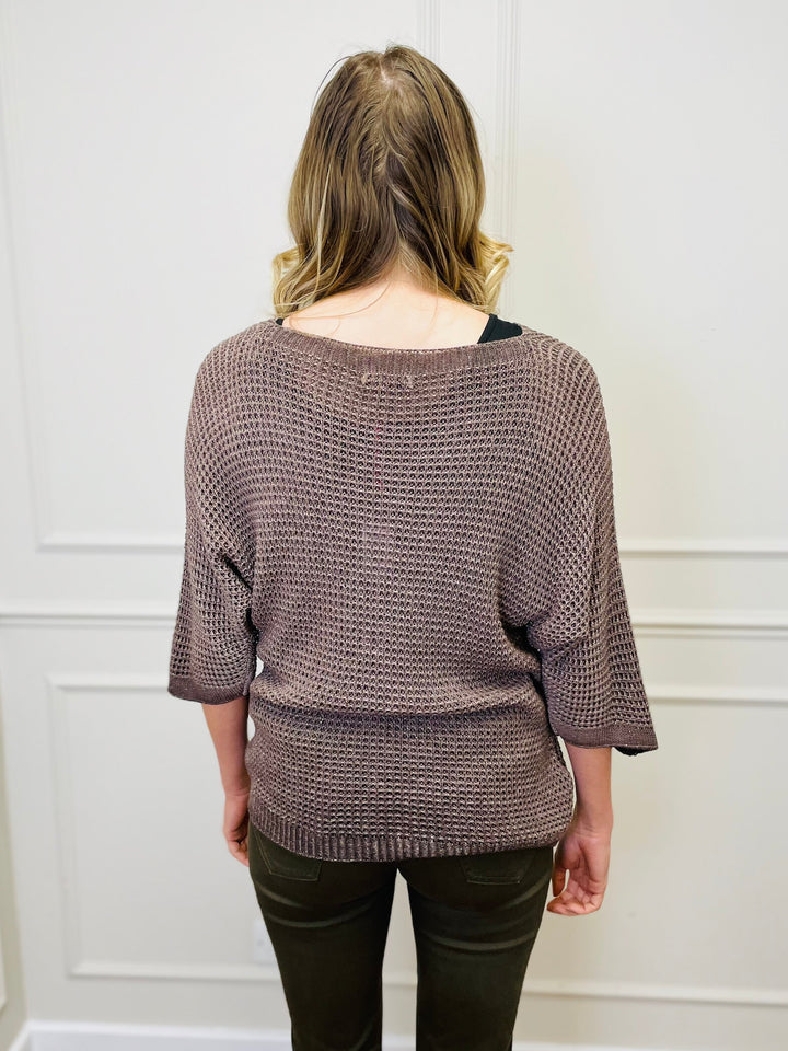 "JENNA" Sparkle Fine Knit Jumper-Mocha