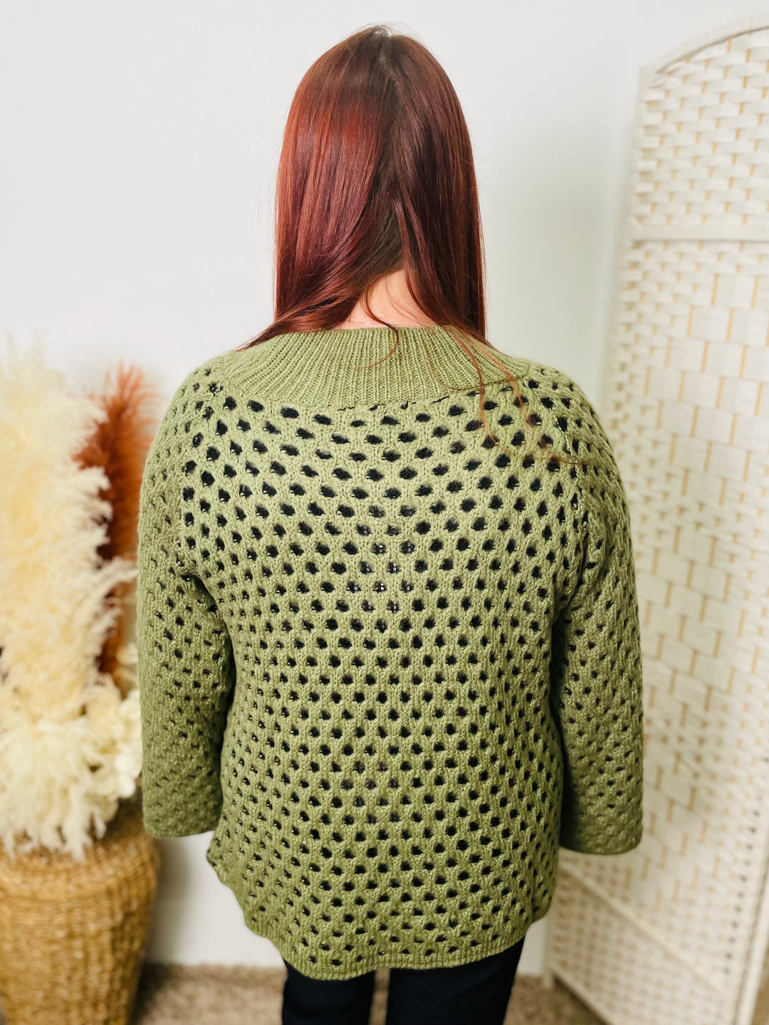 “DANIELA" Fine Knit Jumper-Green