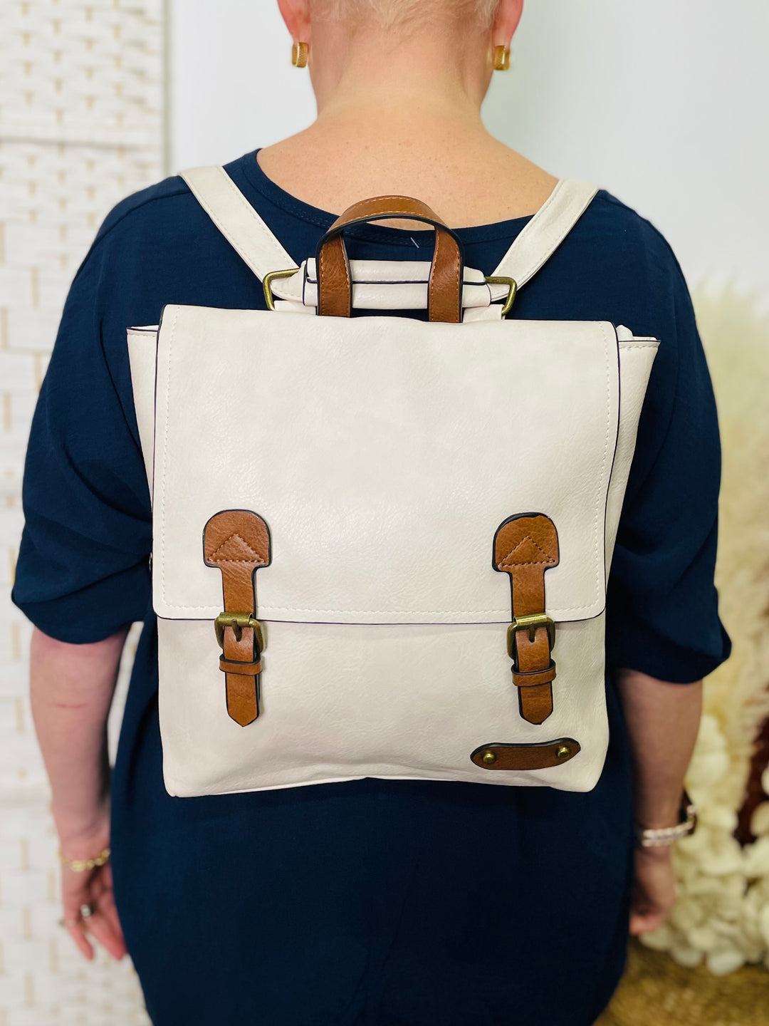 Satchel Backpack-Cream