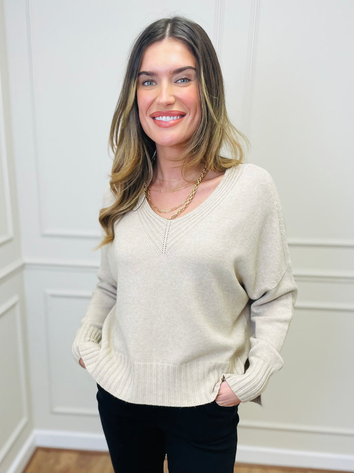 "KIKO" LUXURY Fine Knit Jumper-Sand