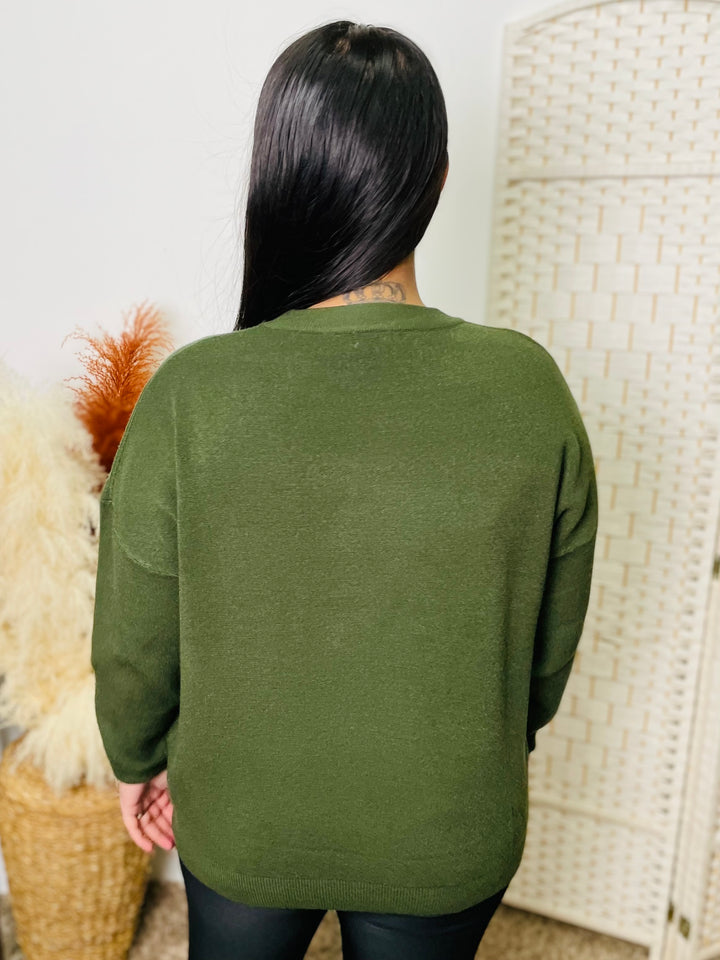 "DANY" Boxy Sweat Top-Green