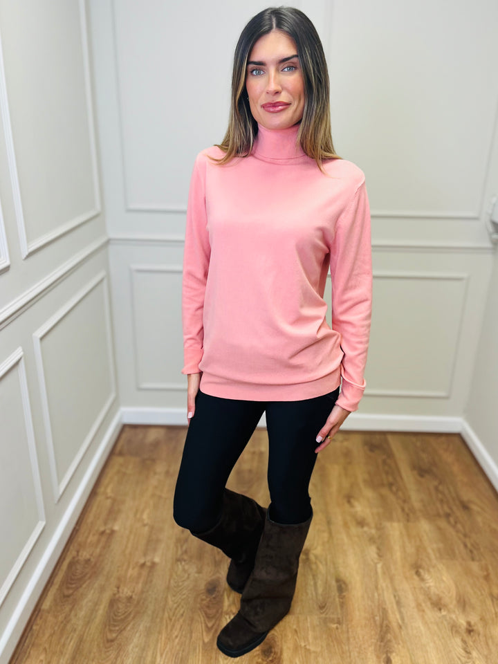 "ROBIN" Polo Neck-Pink