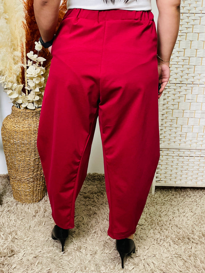 "LISA" Scuba Trousers-Burgundy