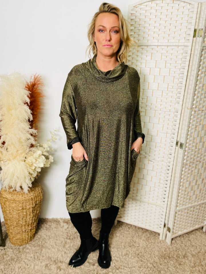 "SCARLETT" Metallic Tunic/Dress-Gold